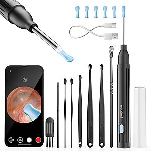 NEATEST 1296P HD Wireless Ear Wax Removal Otoscope w/ 6 LED & 8-pc Tool Set $6