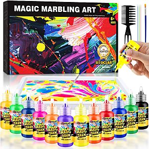 Titoclar 10-Color DIY Water Marbling Paint Craft Complete Kit $10