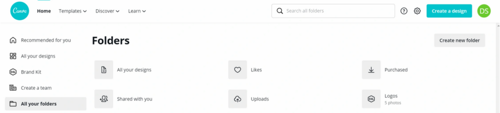 Canva Folders Preview Tutorial canva file dasboard visual